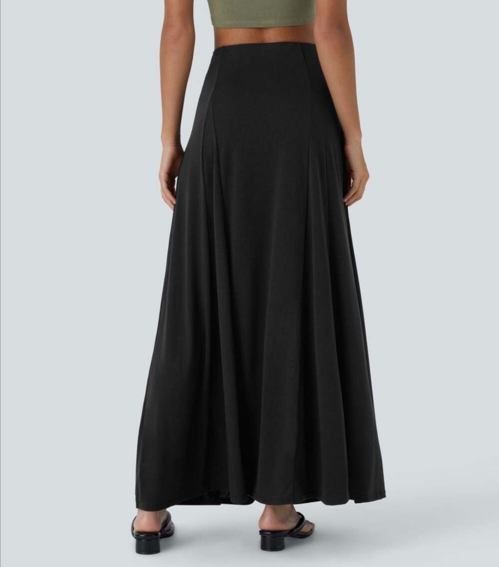 Halara High Waisted Side Zipper Maxi Casual Flare Skirt #602